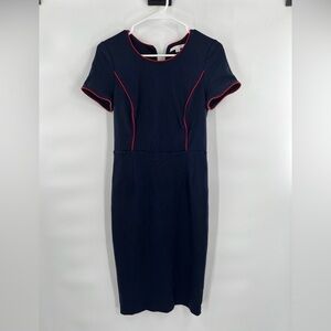 Boden Marianna Dress Women’s Size US 6 Navy Blue With Red Trim Lined / Form Fit